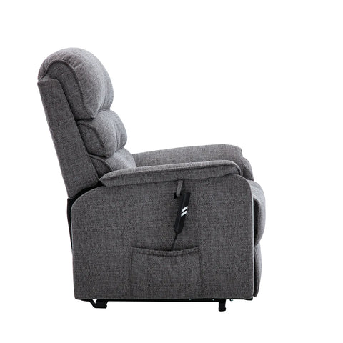 Valentino Lisbon Grey Fabric Double Motor Rise and Recline Chair - Side