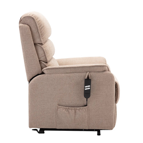 Valentino Lisbon Wheat Fabric Double Motor Rise and Recline Chair - Padded Backrest