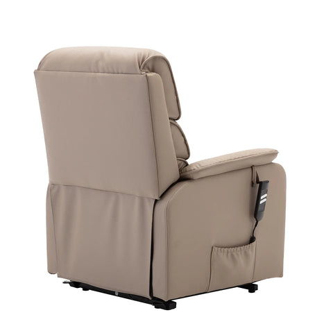 Valentino Pebble Plush Faux Leather Double Motor Rise and Recline Chair - Back Side View