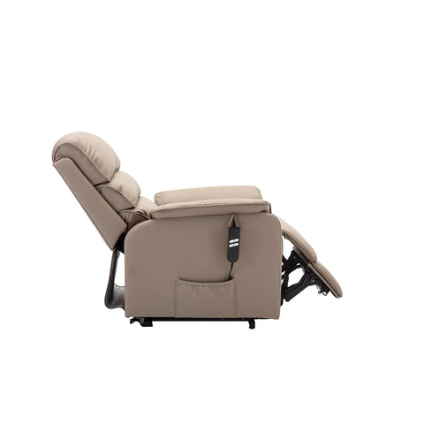 Valentino Pebble Plush Faux Leather Double Motor Rise and Recline Chair - Half Recline