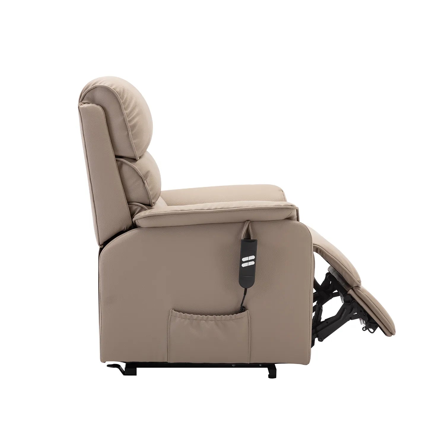 Valentino Pebble Plush Faux Leather Double Motor Rise and Recline Chair - Side View