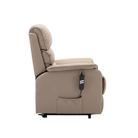 Valentino Pebble Plush Faux Leather Double Motor Rise and Recline Chair - Side