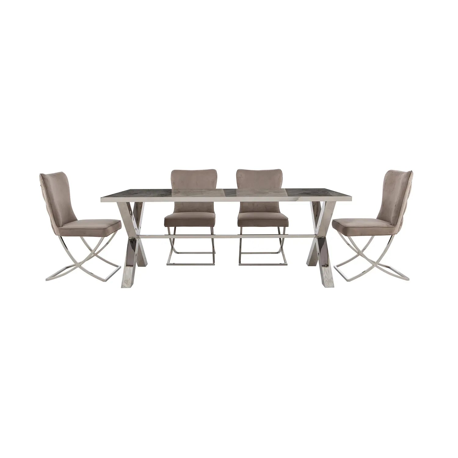 Vanquish Large Dining Table and 4 Dining Chairs