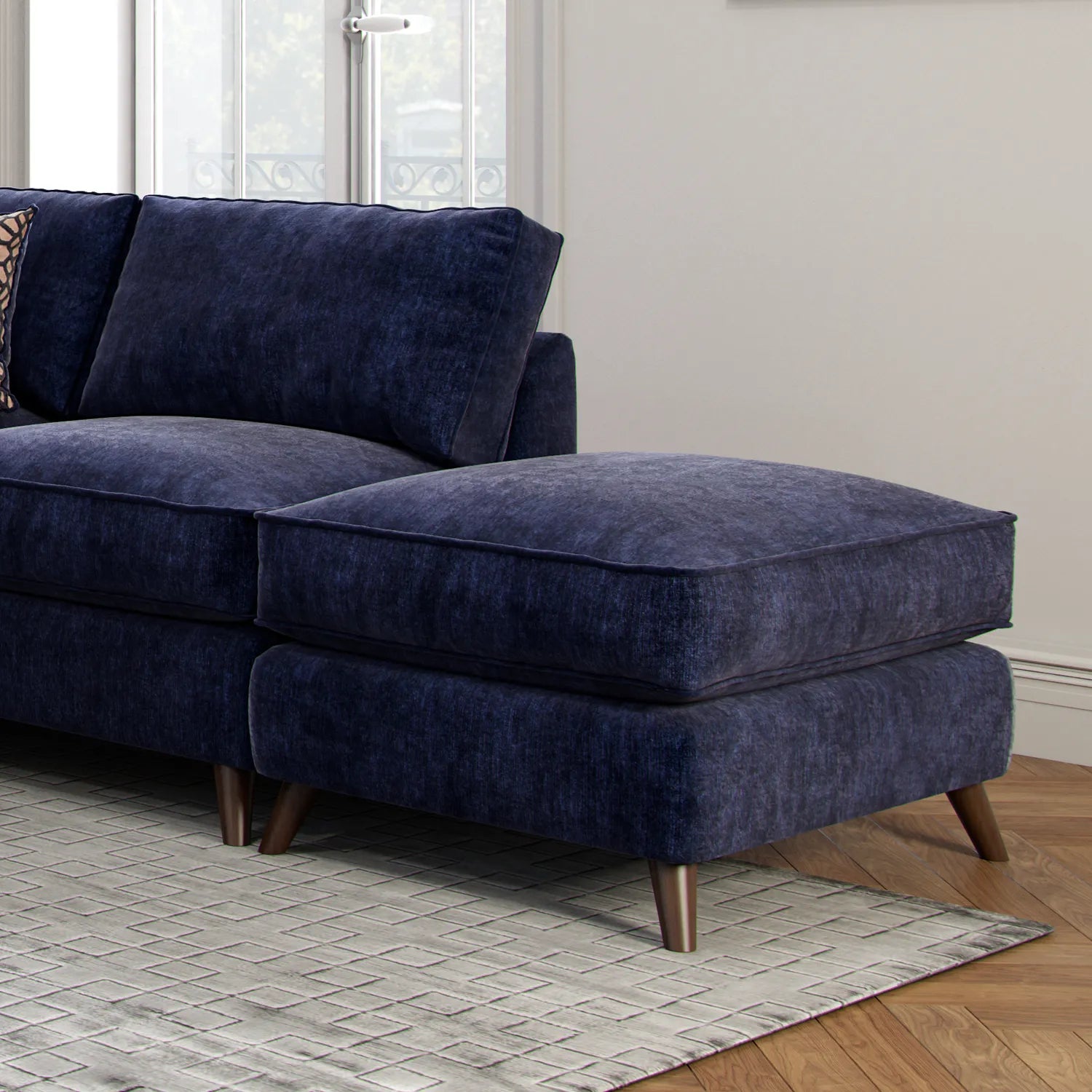 Viva Navy Blue Fabric Corner Sofa