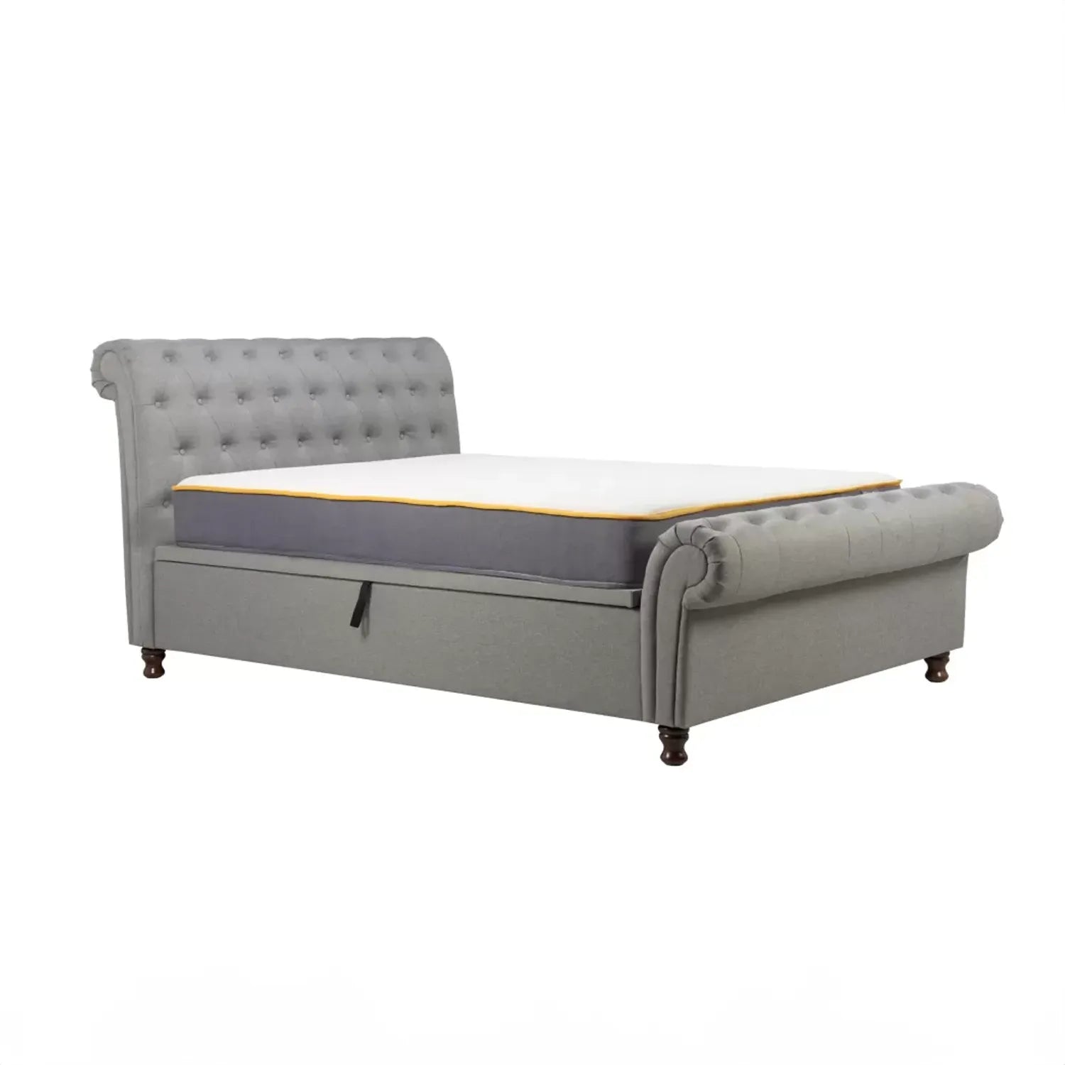 Venice Grey Crushed Velvet Ottoman Bed