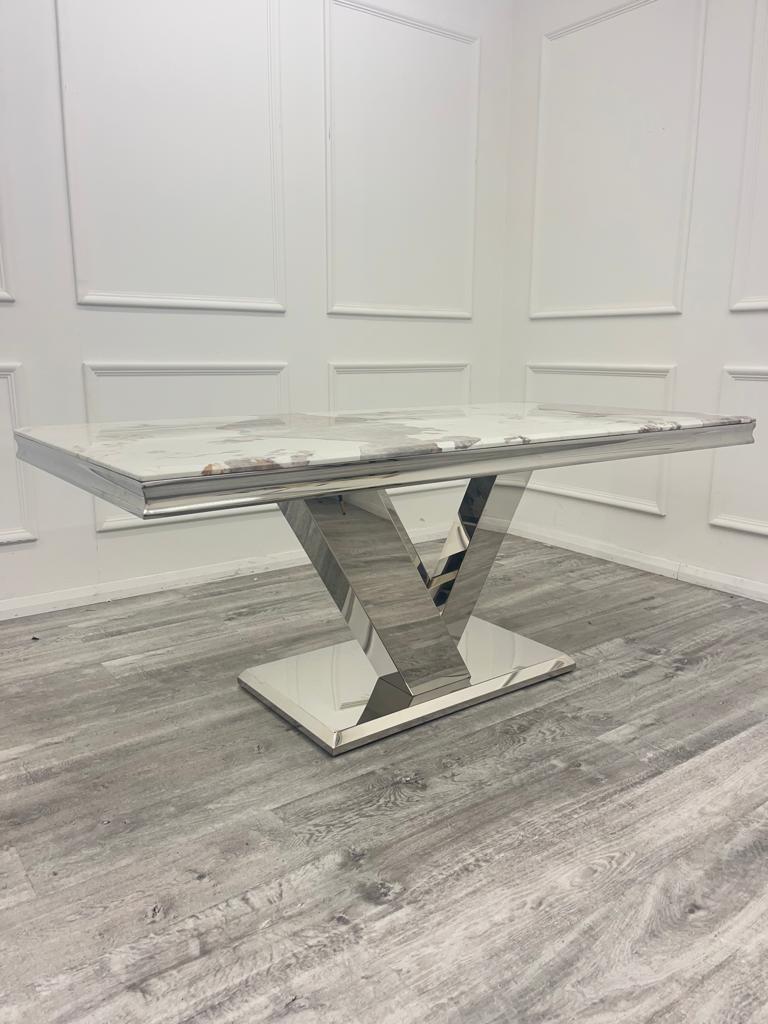 Valencia 1.8M Pandora White Marble Dining Table - Lifestyle