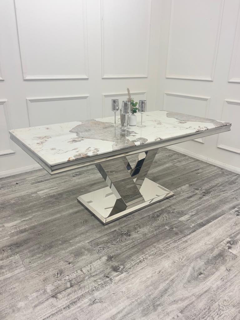 Valencia 1.8M Pandora White Marble Dining Table - Lifestyle 2