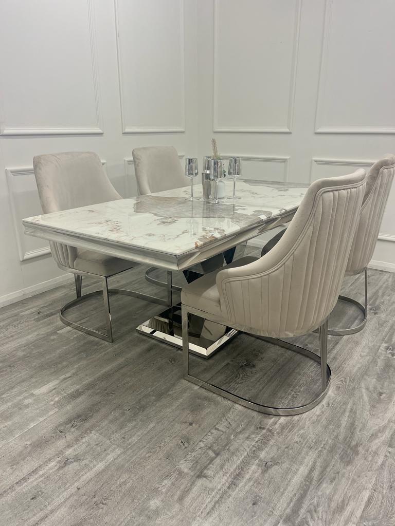 Valencia 1.8M Pandora White Marble Dining Table - Lifetsyle 4