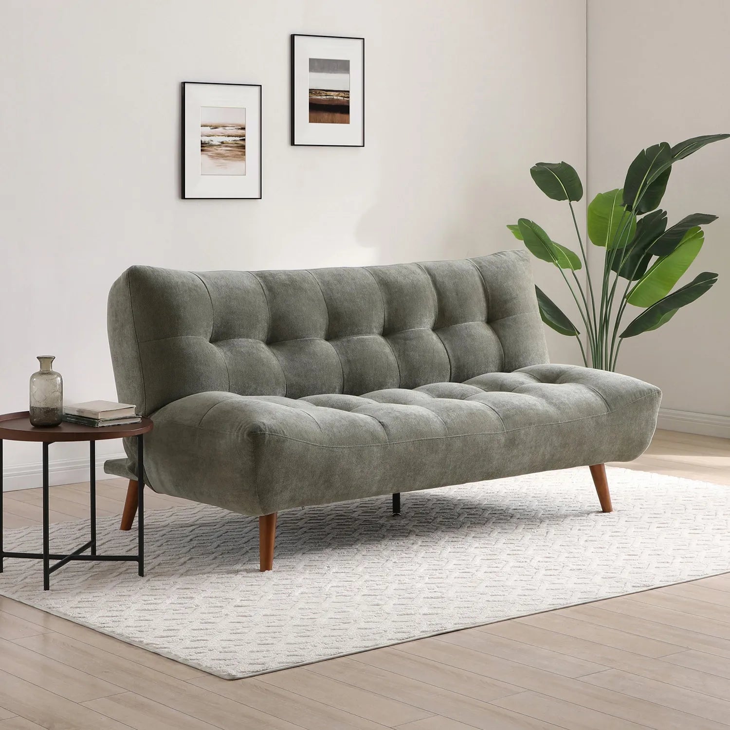 Venus Washed Olive Fabric Sofa Bed