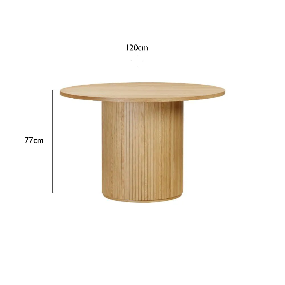 Vernon 1.2M Natural Oak Round Dining Table