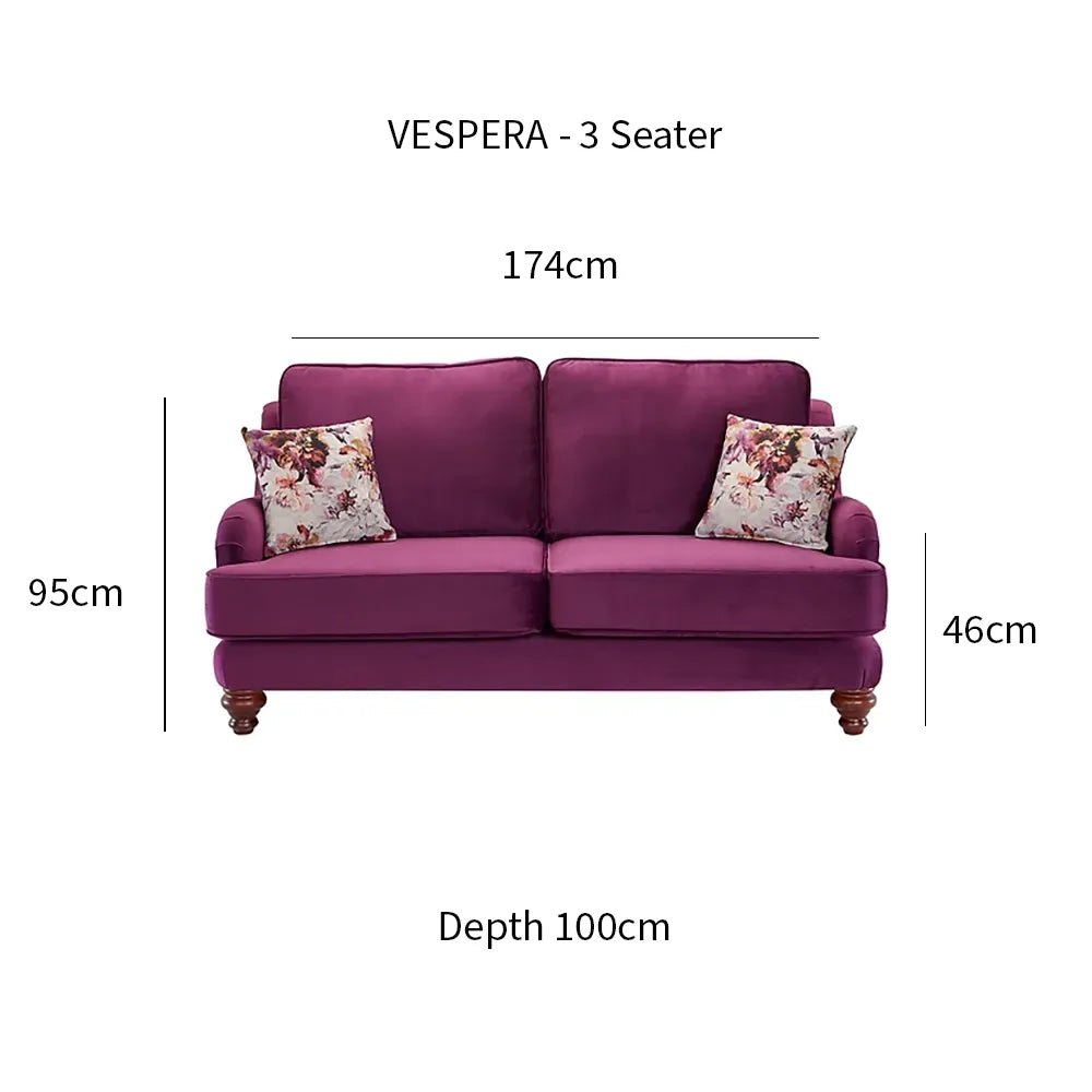 Vespera 3-Seater Fabric Sofa