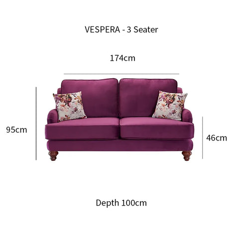 Vespera 3-Seater Fabric Sofa