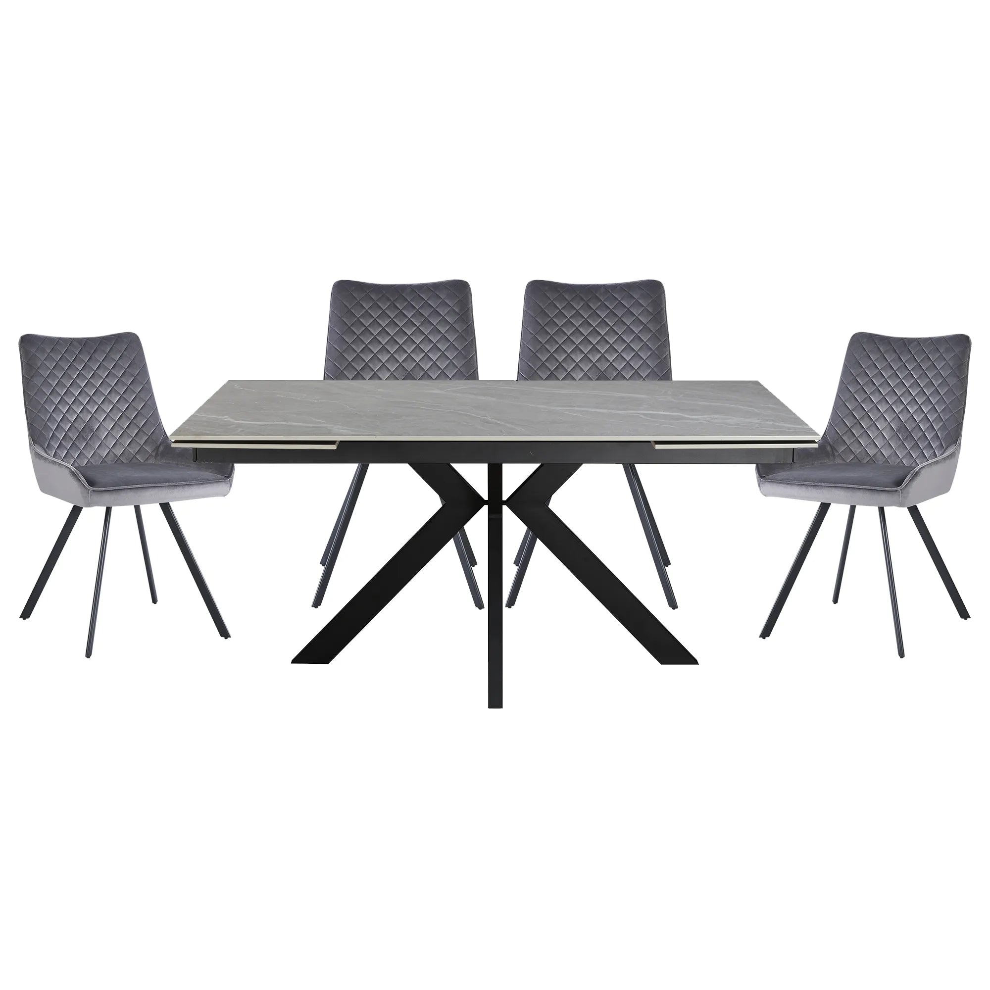 Vida Grey Ceramic Top Ext Dining Table with Valentino Chairs