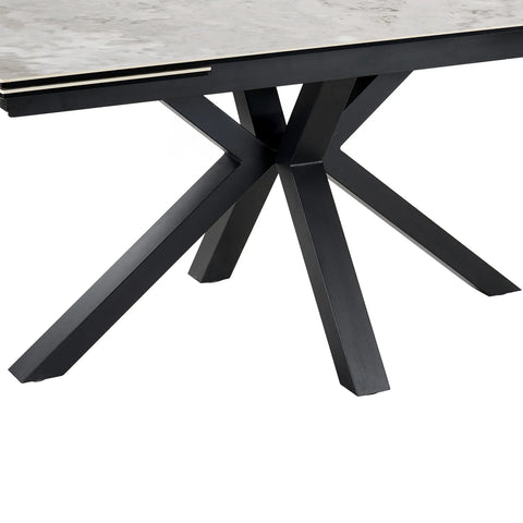 Vida Grey Extending Dining Table - Black Metal Base