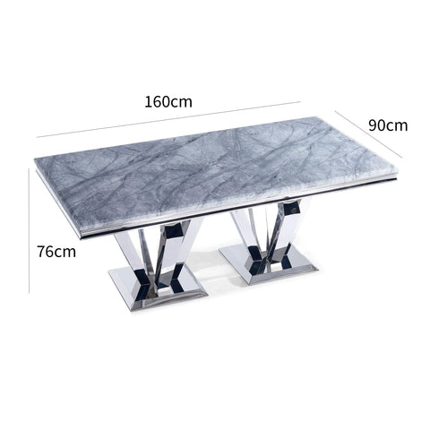 Vida Living Arturo 1.6M Grey Marble Top Dining Table