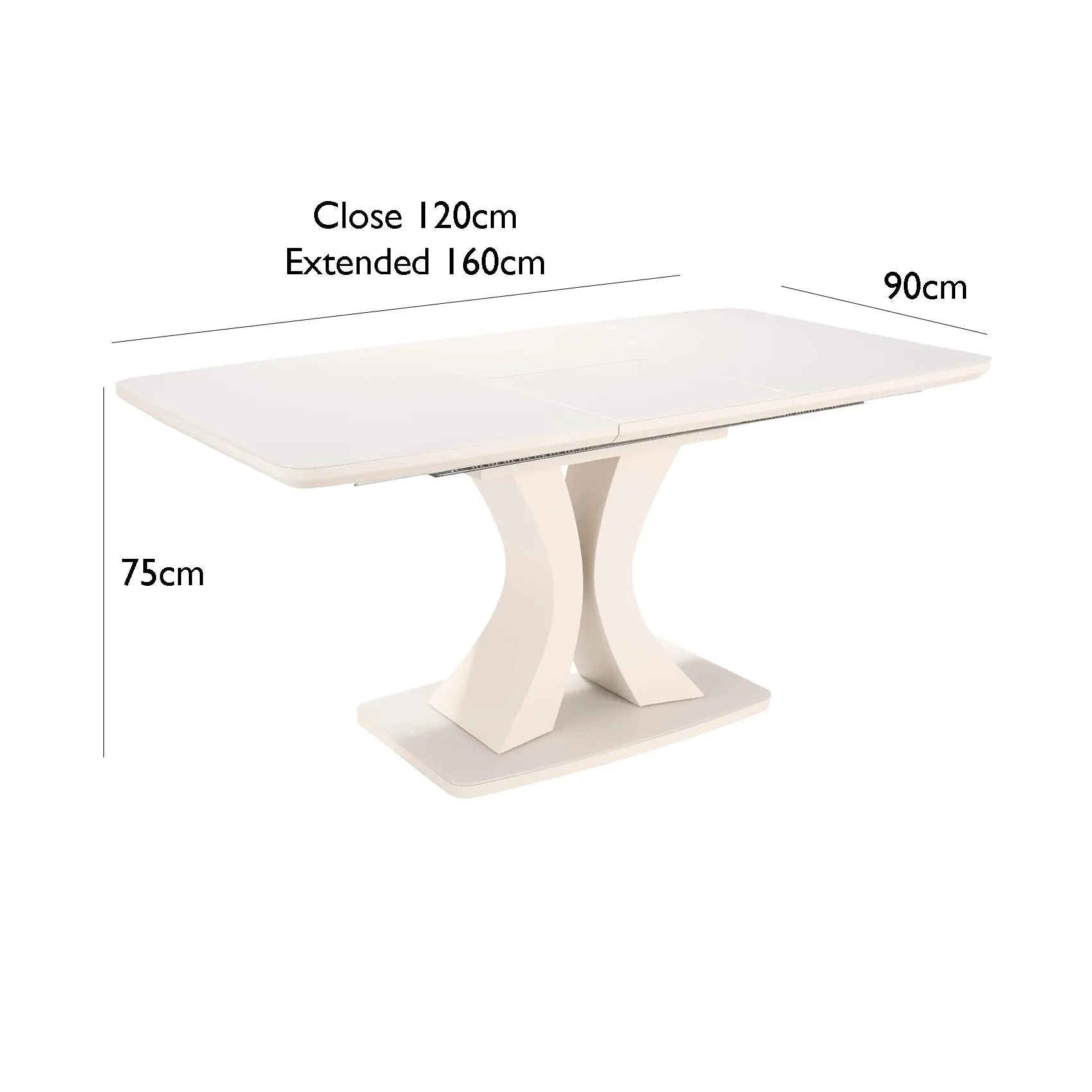 Delta 120-160cm Extendable Charcoal Dining Table