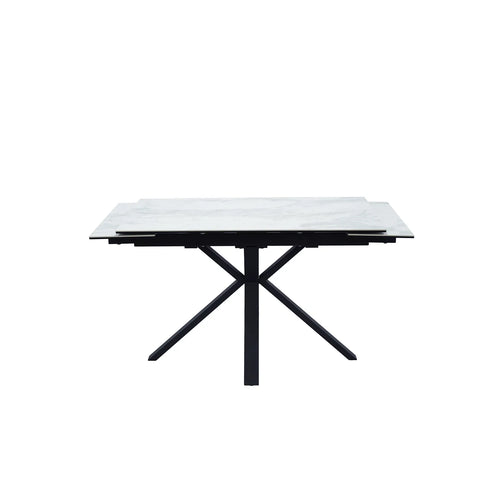 Vida Small 4 Seater White Ceramic High Gloss Marble Effect Extending Dining Table