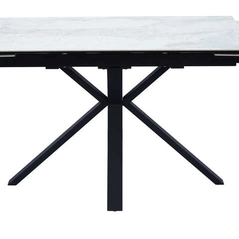 Vida Small 4 Seater White Extending Dining Table - Metal Base