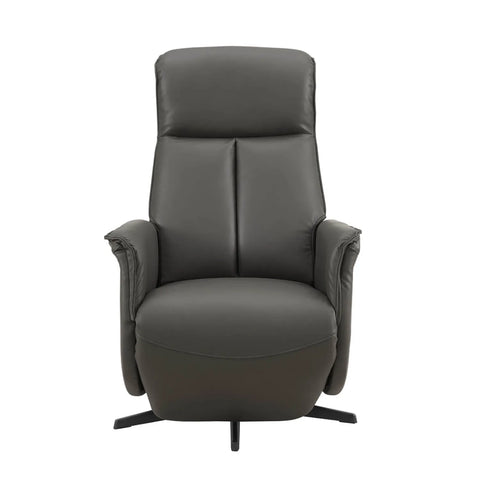 Vincenzo Dark Grey Leather Modern Swivel Power Recliner Chair