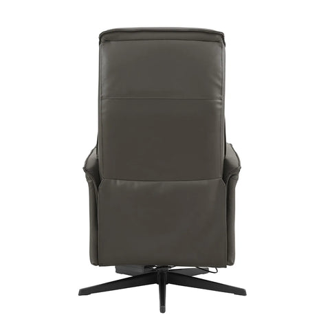 Vincenzo Dark Grey Leather Swivel Power Recliner Accent Chair