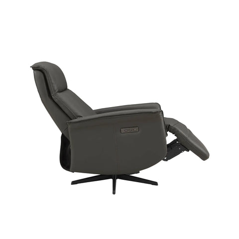 Vincenzo Dark Grey Leather Swivel Electric Recliner Chair