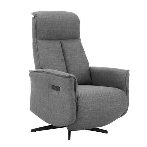 Vincenzo Charcoal Grey Fabric Swivel Power Recliner Chair