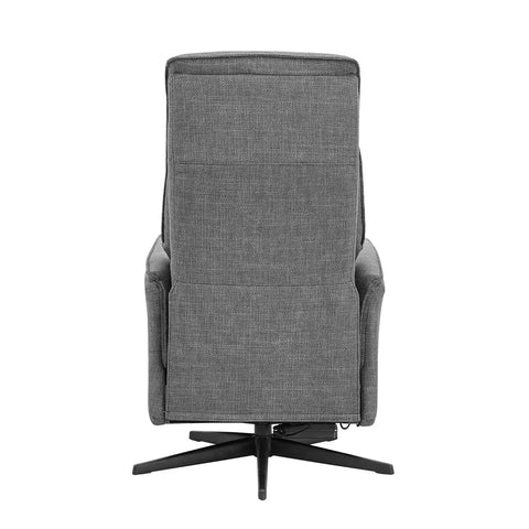 Vincenzo Charcoal Grey Fabric Swivel Power Recliner Chair - Back