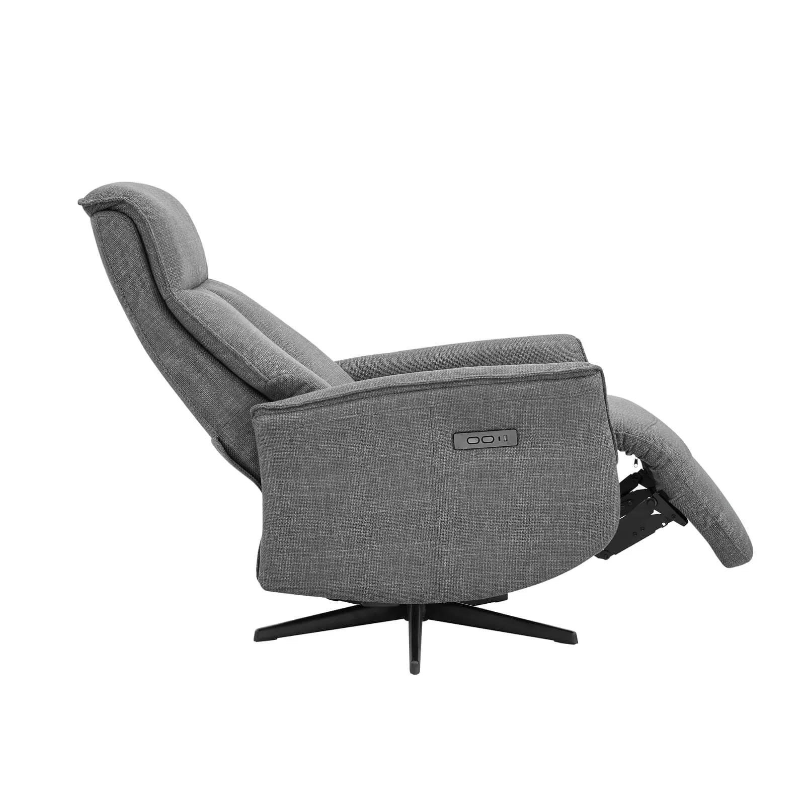 Vincenzo Charcoal Grey Fabric Swivel Power Recliner Accent Chair