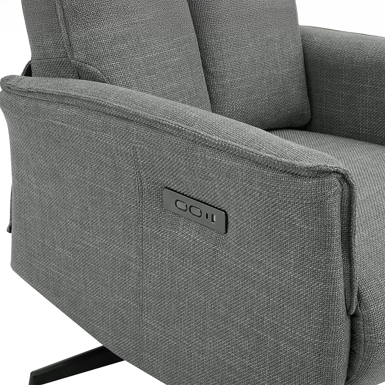 Vincenzo Charcoal Grey Fabric Swivel Power Recliner Chair