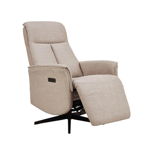 Vincenzo Mushroom Fabric Swivel Power Recliner Chair