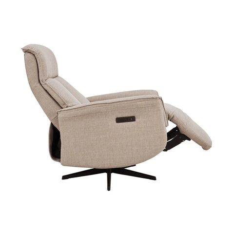 Vincenzo Mink Fabric Swivel Power Recliner Chair with USB charging port