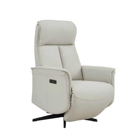 Vincenzo Stone Leather Swivel Power Recliner Chair