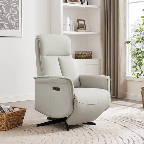 Vincenzo Stone Leather Swivel Power Recliner Chair - Lifestyle