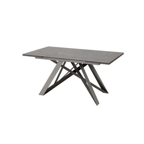 Eclipse Grey Ceramic Extending Dining Table with Pull-Out Extension Mechanism and Powder Coated Legs 