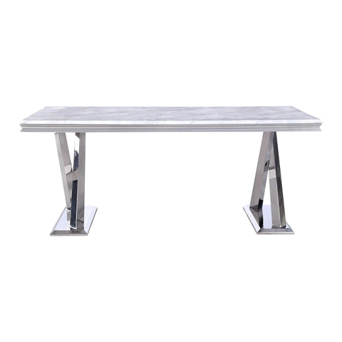 Vittoria 1.8M Grey Marble Dining Table with Roma Grey Dining Chair Set