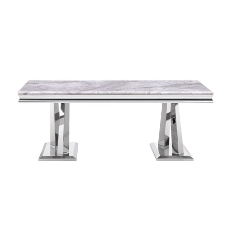 Vittoria Grey Marble Chrome X base  Dining table 