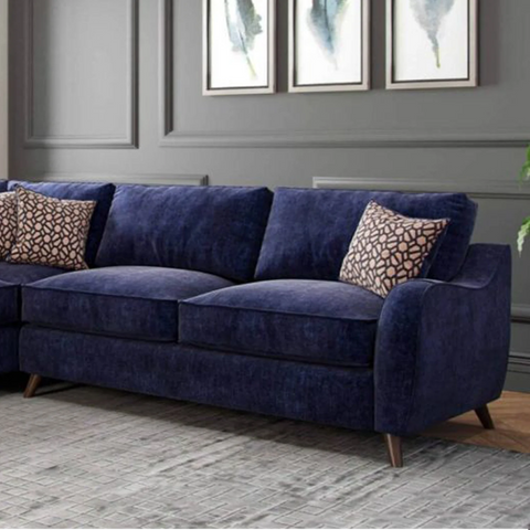 Viva Navy Blue Fabric 2 Corner 2 Sofa - Close Up of Sofa Armrest