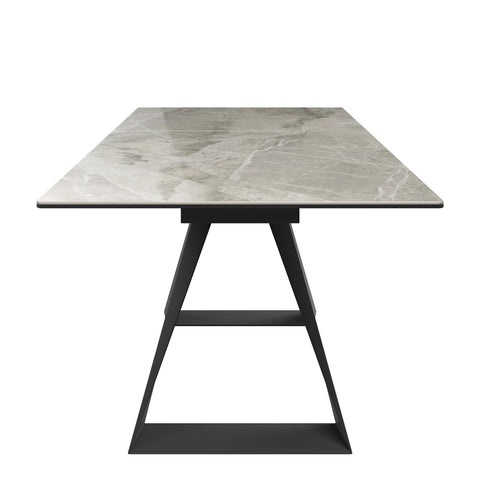 Vortex 160-200cm Grey Gloss Ceramic Extending Dining Table - Side View of Table 