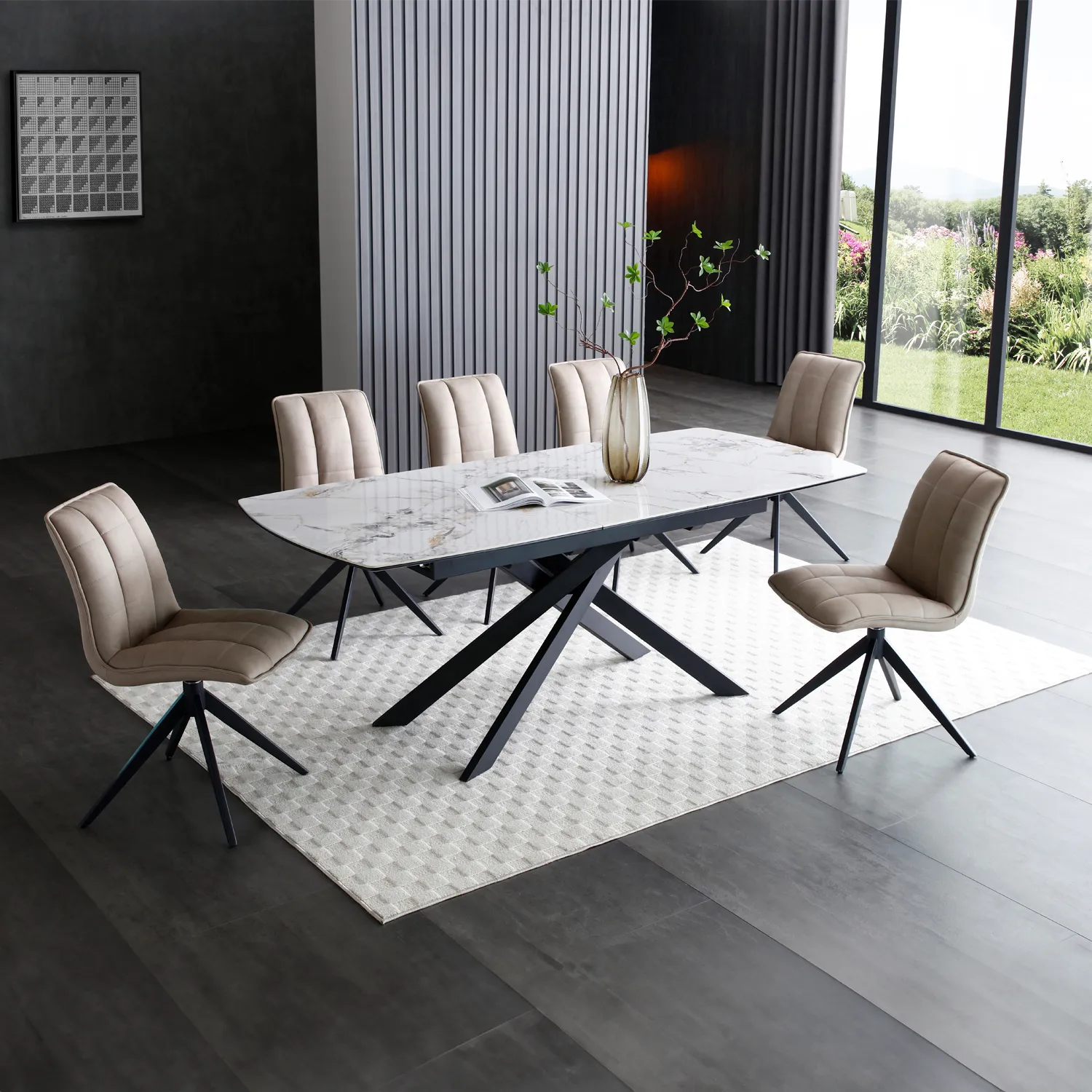 Warrior White Ceramic Extending Dining Table