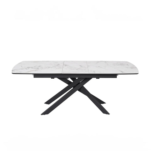 Warrior White Ceramic Extending Dining Table, pair with the Warrior Dining Chair, Corner Bench or Low Bench - Table Extended 