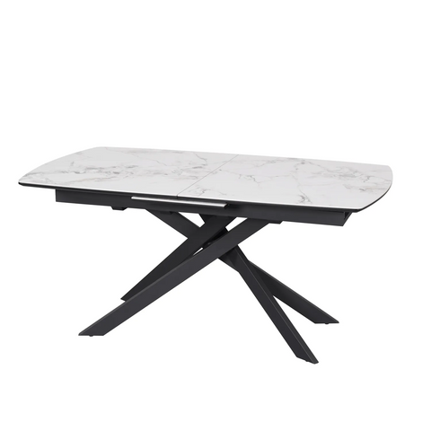 Warrior White Ceramic Extending Dining Table, pair with the Warrior Dining Chair, Corner Bench or Low Bench - Table Closed 