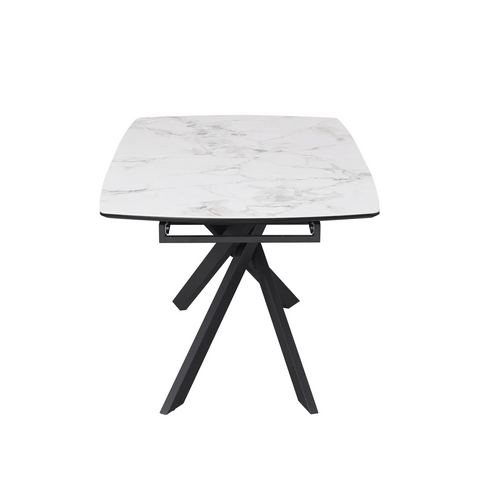 Warrior White Ceramic Extending Dining Table, pair with the Warrior Dining Chair, Corner Bench or Low Bench - End View of Table