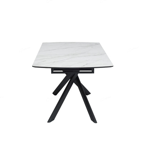 White Ceramic 1.8M Extending Dining Table with 50cm Extension