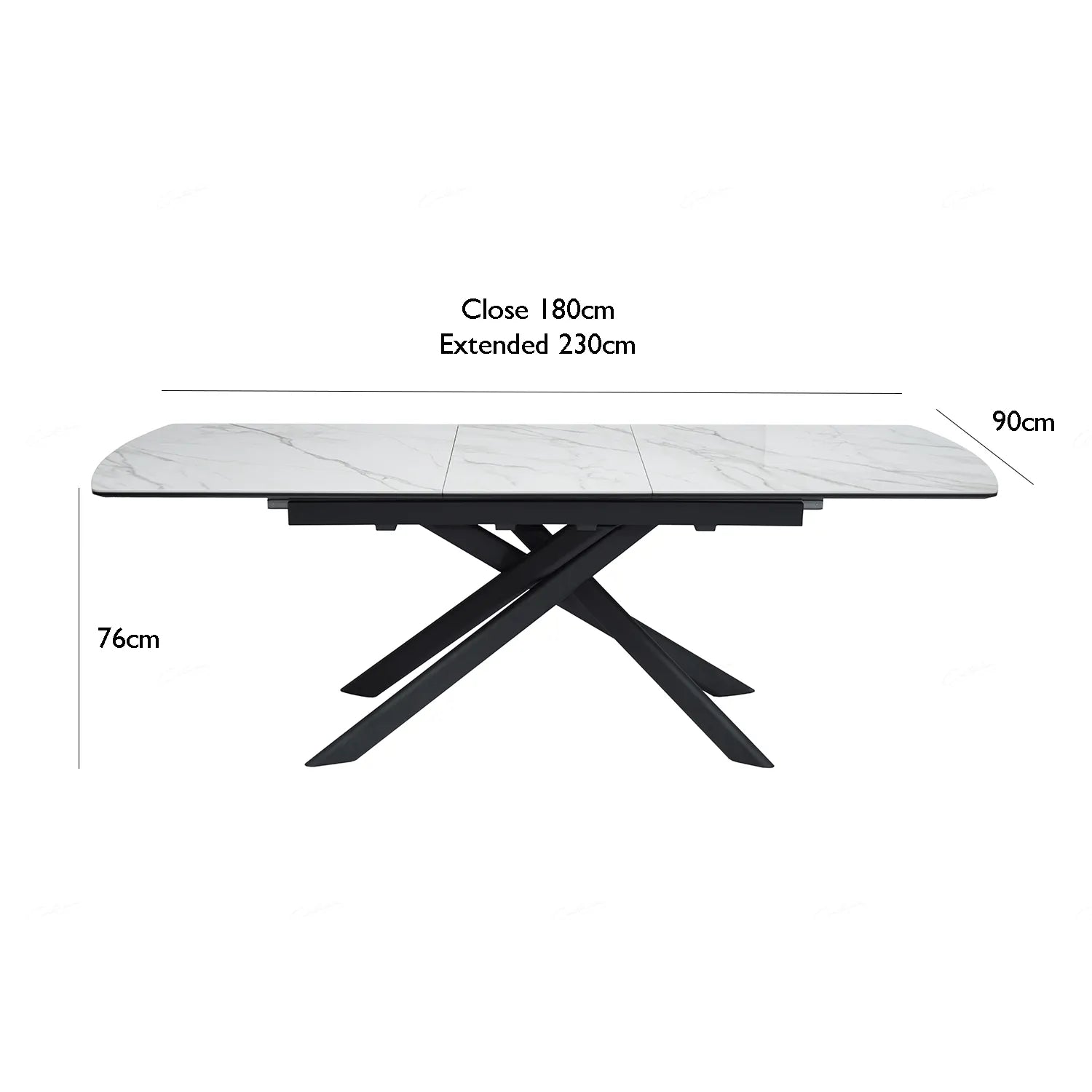 Warrior Large White Ceramic Extending Dining Table