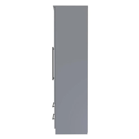 Beverly Dusky Grey 5 Door Wardrobe with Mirror & Drawers, Available in Choice of 3 Colours, White, Grey and Kashmir , Free Quick Delivery. Ready Assembled - Side View