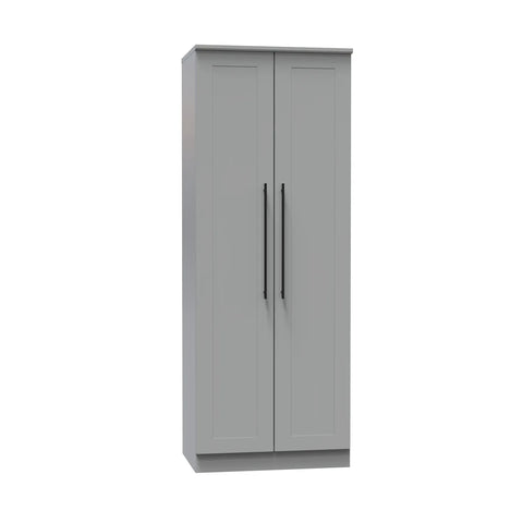 Beverly 2 Door Hinged Wardrobe, Available in Choice of 3 Colours, White, Grey and Kashmir , Free Quick Delivery. Ready Assembled - Angled View