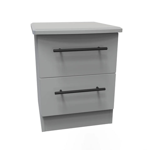 Bedroom Furniture Beverly 2 Drawer Bedside Cabinet, Long Black Door Handles, Available in 3 Colours, Grey, White and Kashmir. Quick Delivery, Comes Assembled - Side view