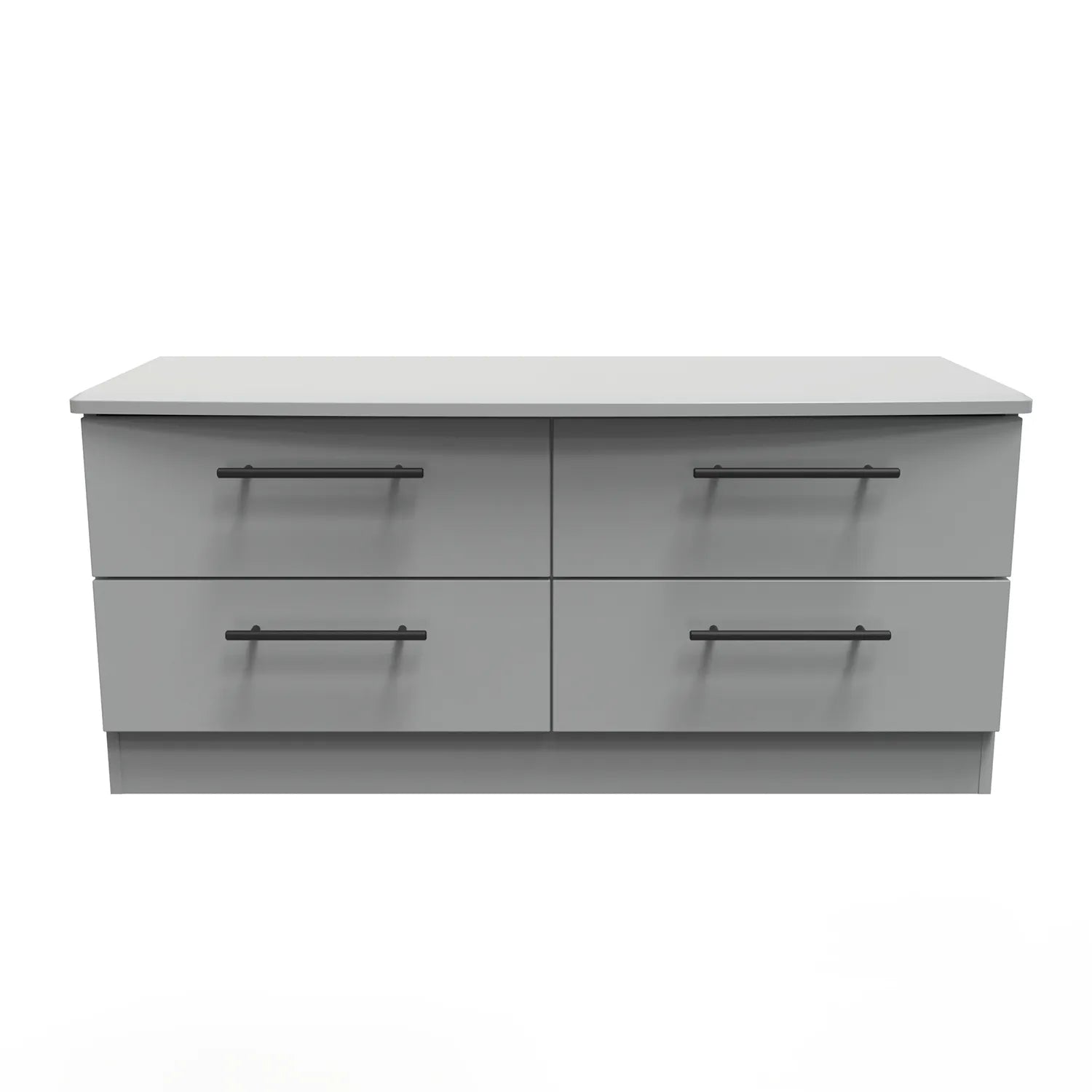 Bedroom Furniture Beverly Grey 4 Drawer Bed Box, Long Black Door Handles, Available in 3 Colours, Grey, White and Kashmir. Quick Delivery, Comes Assembled - Front view