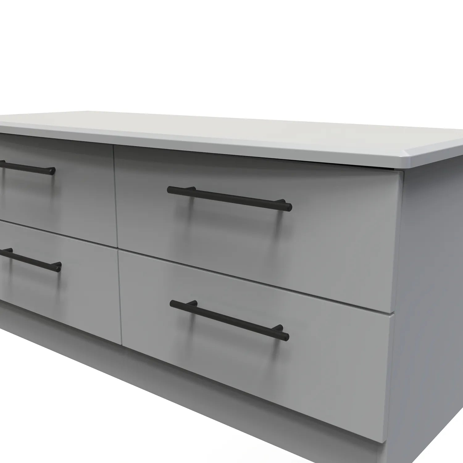 Bedroom Furniture Beverly Grey 4 Drawer Bed Box, Long Black Door Handles, Available in 3 Colours, Grey, White and Kashmir. Quick Delivery, Comes Assembled - Close Up