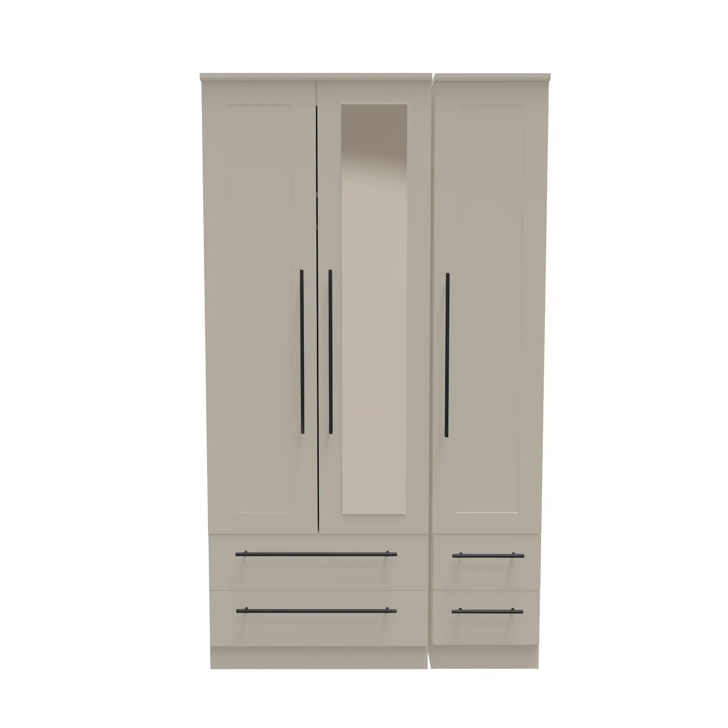 Beverly Kashmir 3 Door Wardrobe with Mirror & Drawers, Available in Choice of 3 Colours, White, Grey and Kashmir , Free Quick Delivery. Ready Assembled 